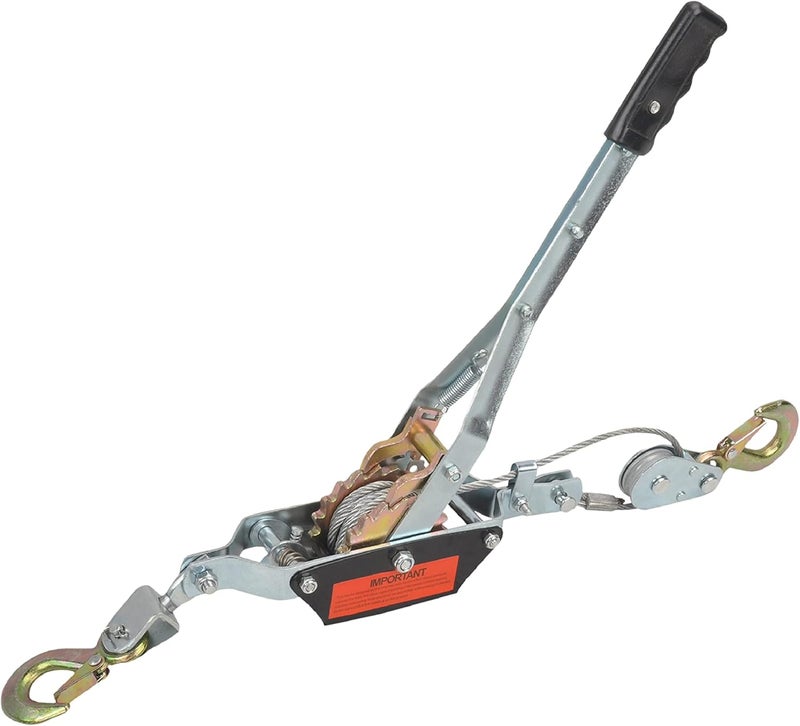 GESEXI 4 Ton Dual Gear Power Puller, 2 Hook Steel Cable Dual Gear Power Ratchet Come Along Puller Tool with Cable Automotive Hoist Hand Winch Cable Puller Stretcher Lift 8,800 Lbs - Image 1